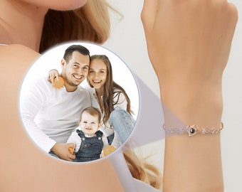 Gepersonaliseerde fotoprojectie Moederdag cadeaus voor vrouw Handgemaakte gevlochten touw armband Aangepaste foto armband cadeaus voor moeder