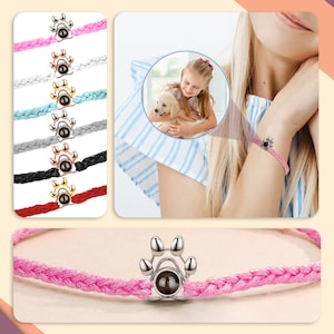 Personalisiertes Fotoprojektionsarmband Vatertagsgeschenk für ihn Handgemachtes geflochtenes Seilarmband Personalisiertes Fotoarmband Paar Armbänder Bild 9