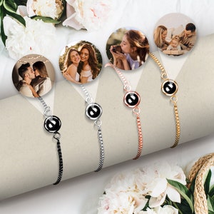 Pulsera de encanto de proyección de fotos personalizada para mujer Pulsera de imagen de regalo de memoria personalizada Regalos del Día de la Madre para mamá imagen 2