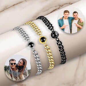 Custom Photo Projection Bracelet Anniversary Day Memorial Gift for Men & Women Personalized Cuban Chain Charm Picture Bracelet zdjęcie 9