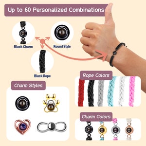 Gepersonaliseerde fotoprojectiearmband Vaderdagcadeau voor hem Handgemaakte gevlochten touwarmband Aangepaste fotoarmband Paararmbanden afbeelding 3