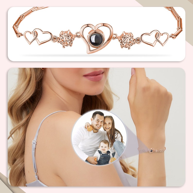 Personalized Photo Projection Mothers Day Gifts For Woman Handmade Braided Rope Bracelet Custom Photo Bracelet Gifts for mom image 1