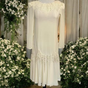 Vintage Cream tea length Wedding Dress Diane Von Furstenberg