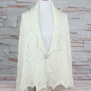 Knitted Wedding Mohair Shawl, White Ivory Bridal Shawl, Lace Shoulder Cover Up, Wedding Lace Shawl, Wedding Mohair Wrap, Wedding Gift Shawl