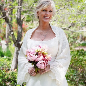 Ivory Wedding Lace Bolero | Hand-Knit Bridal Cardigan with Romantic Lace Sleeves | Elegant Wedding Topper for Bride | Custom Sizing