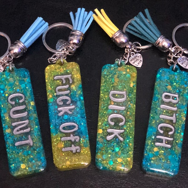 Swear word keyring/keychain- handmade with resin - funny keyring gift