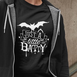 Just a Little Batty Halloween Shirt | Bat Crazy Shirt | Cute Halloween Bat Unisex Jersey Short Sleeve Tee