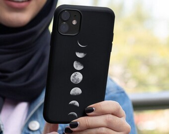 Caso do iPhone da fase da lua | Linda capa de lua celestial para iPhone 14, 13, 12, 11, Max, Pro Max e Plus | Capa de telefone fina e protetora