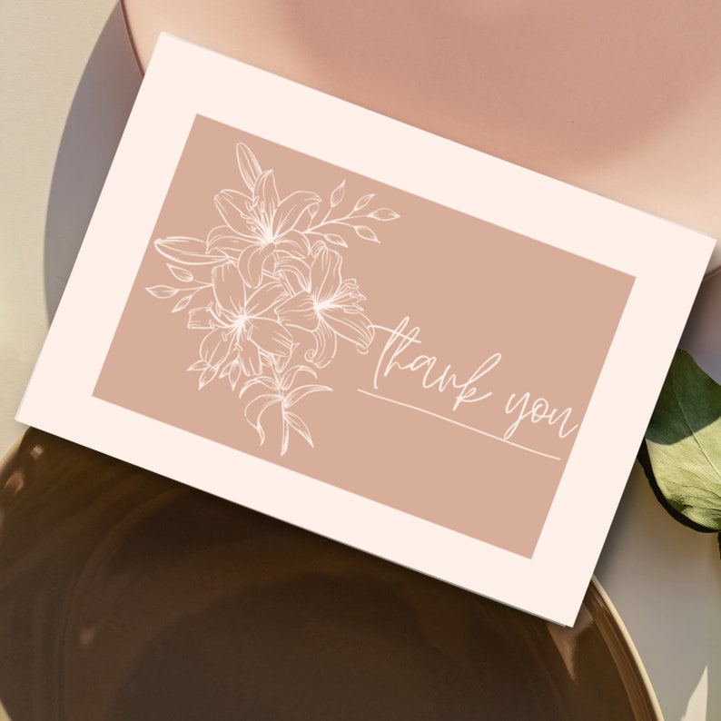 Pink Floral Thank You Card Printable Digital Download - Etsy
