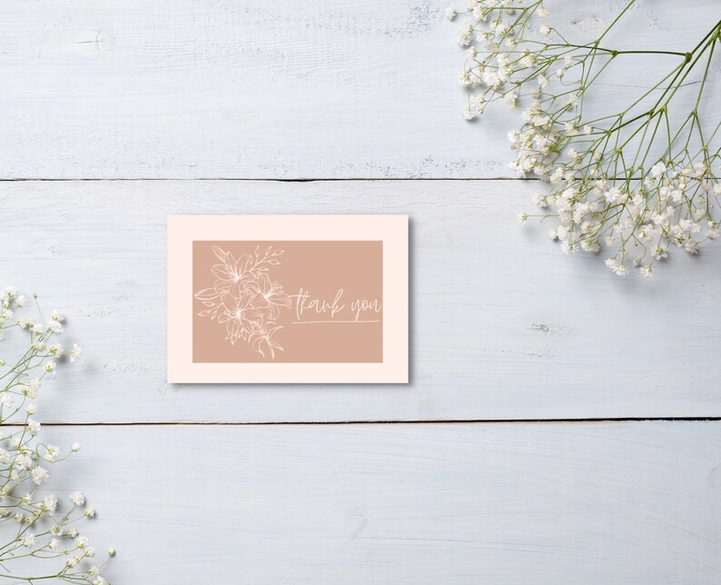 Pink Floral Thank You Card Printable Digital Download - Etsy
