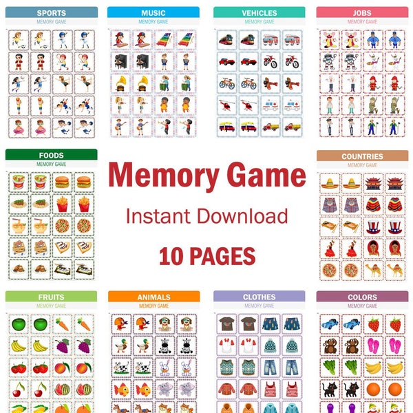 Printable Memory Game Set for Kids | Download, Print and Play!