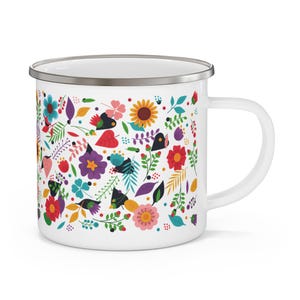 Floral Enamel Camping Mug: Colorful Outdoor Adventure Drinkware