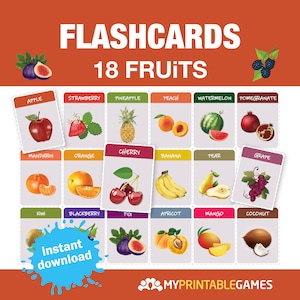 Fruit Flashcards for Kids (Printable) – Learn 18 Colorful Fruits with Fun Images