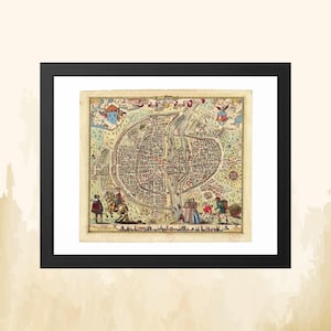 Vintage Paris Map Print 1576: Antique French City Plan