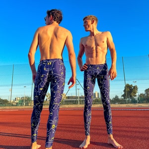 Men&#39;s Leggings - Meggings- Crazy Leggings - Art Leggings - Festival Pants - Colorful Leggings, UV Leggings - Made in France UjoStudio Neon