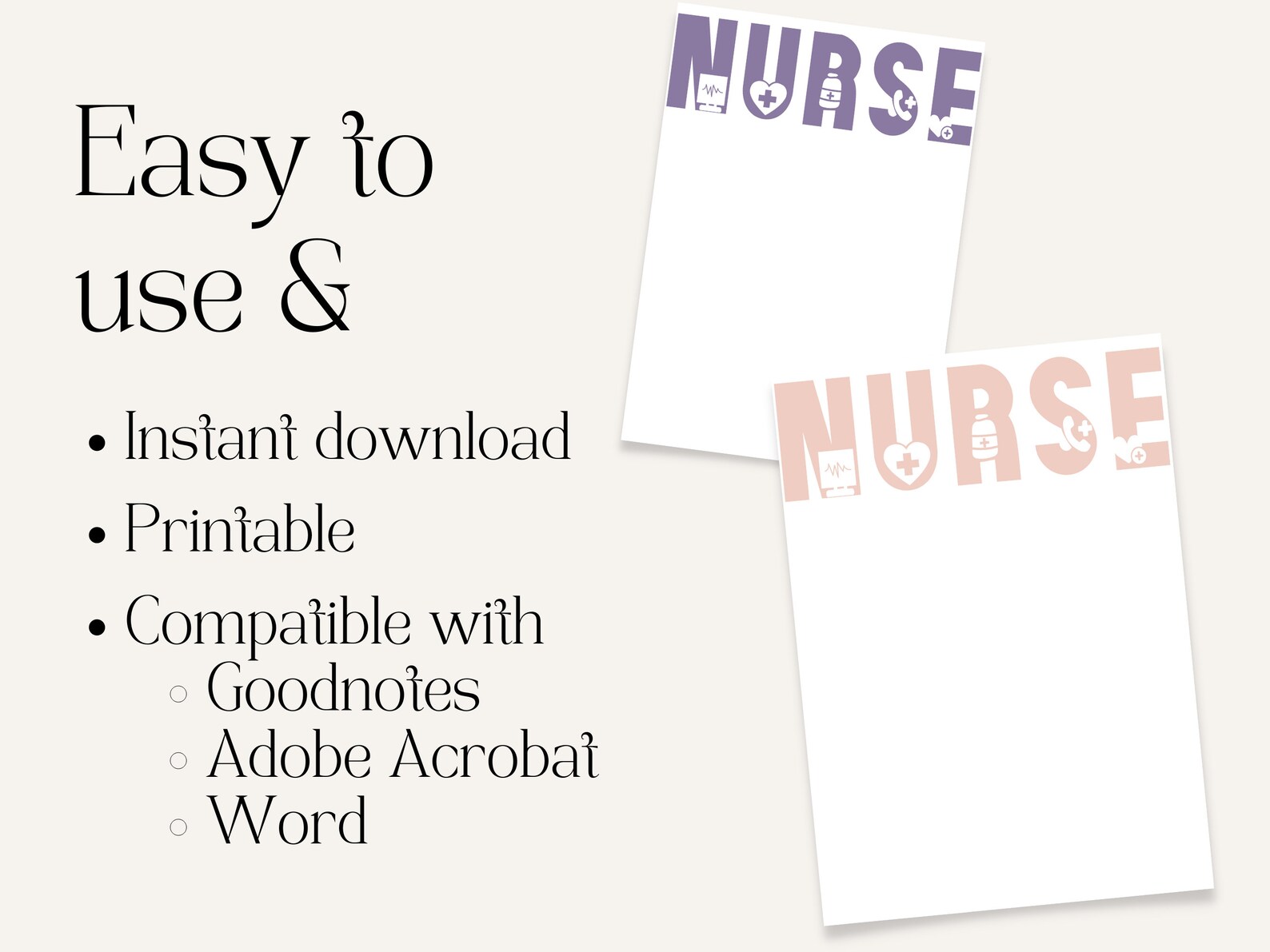 Cute Printable Writing Paper for Nurses Nurse Personalized Etsy