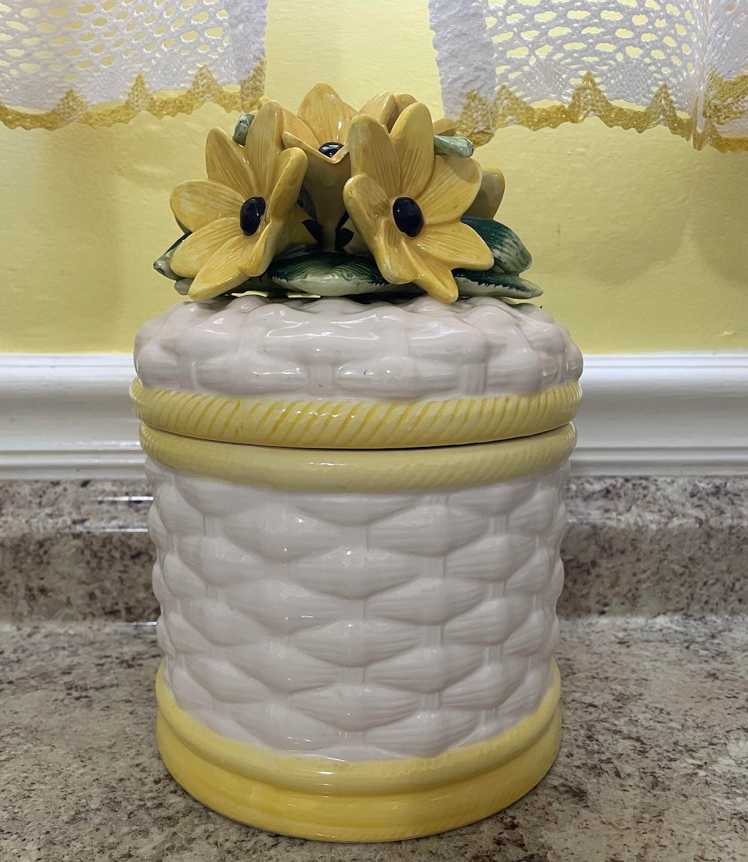 Vintage Hand Painted Large Sunflower Cookie Jar Etsy UK