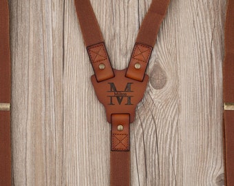 Natural Leather Suspenders Groomsmen Suspenders Wedding Suspenders Best Man Gift Groomsmen Gifts Personalized