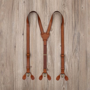 Brown Suspenders Leather Suspenders Personalized Men’s Leather Suspenders Groomsmen Suspenders