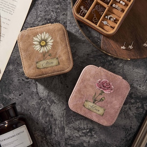 Portagioielli da viaggio, regalo personalizzato per la proposta di matrimonio, regali per la festa nuziale, portagioielli da viaggio in pelle, portagioielli da viaggio con iniziali e nome