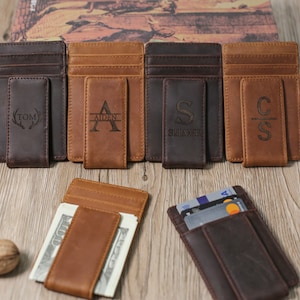 Fermasoldi personalizzato, regalo per lui, regalo di anniversario, fermasoldi personalizzato, regalo per marito, regalo per sposo, fermasoldi in pelle pieno fiore