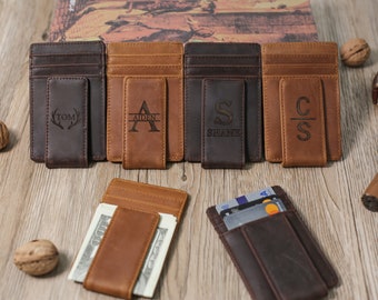 Personalized Money Clip, Gift for Him, Anniversary Gift, Custom Money Clip, Gift for Husband, Groomsmen Gift, Full Grain Leather Money Clip