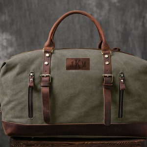 Personalized Guy Gift, Mens Canvas Leather Bag, Duffle Bag, Gift for Him, Gift for Men, Boyfriend Gift, Groomsmen Gift, Father&#39;s Day Gift