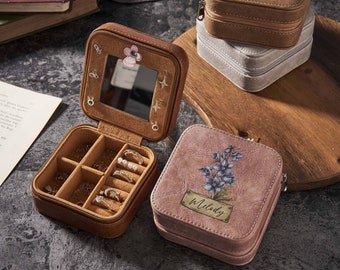 Travel jewelry box custom jewelry box travel jewelry case sage green box bridesmaid gift box name