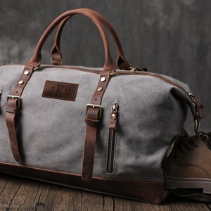 Reisetasche, wasserdichte Canvas Leder Wochenendtasche, Handhaben Weekender Reisetasche mit Schuhfach für Männer Frauen Personalisiert