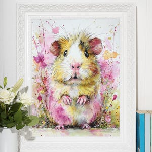 Guinea Pig Art, Guinea Pig Gift Set of 3 Digital Downloads, Guinea Pig Painting, Cute Colourful Guinea Pig Gift, Guinea Pig Wall Art Posters