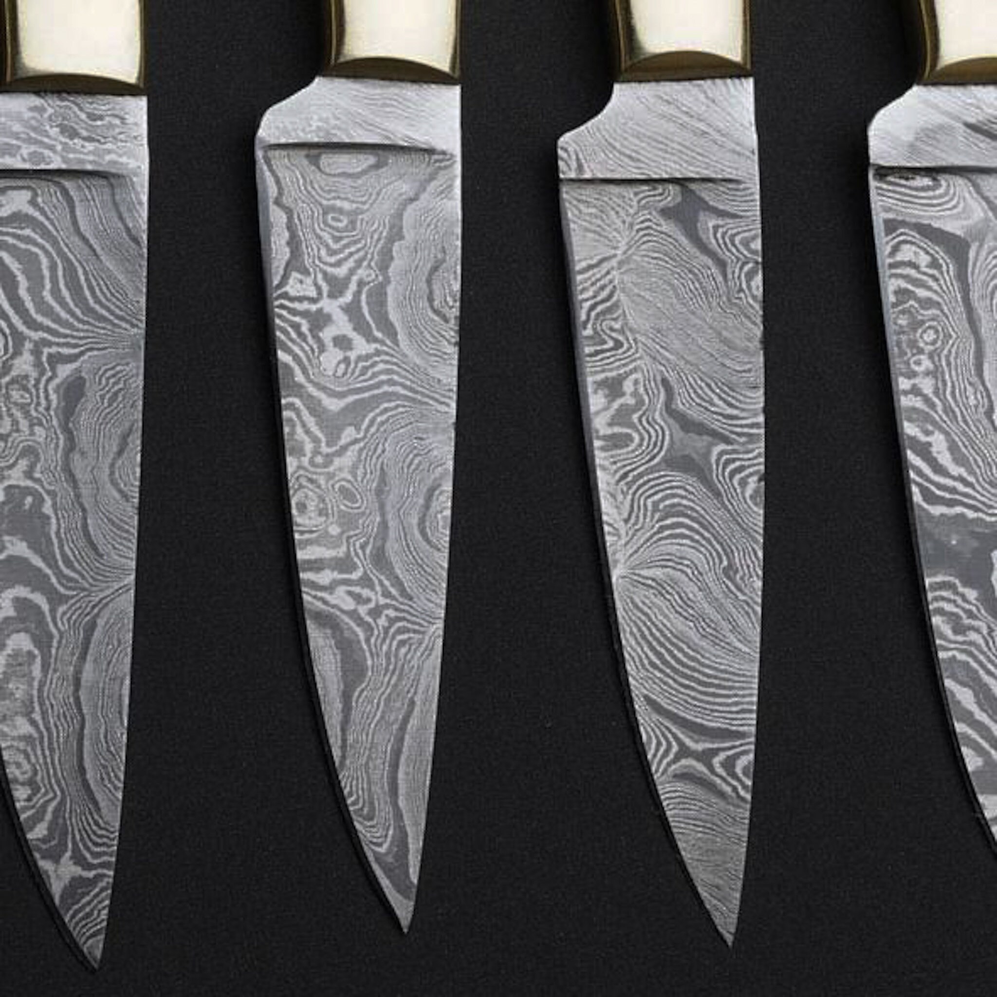 BBQ Steak Knives Set 4 Pcs,outdoor Steaks Knives, Damascus Steel