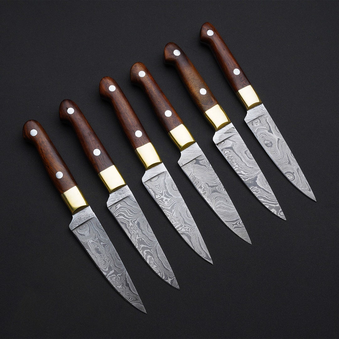 BBQ Steak Knives Set 4 Pcs,outdoor Steaks Knives, Damascus Steel