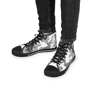 Camouflage Designed Sneakers | High Top Sneakers | Military Inspired Sneakers | Unique Sneakers I High Tops with Camo I Custom Print Shoes
