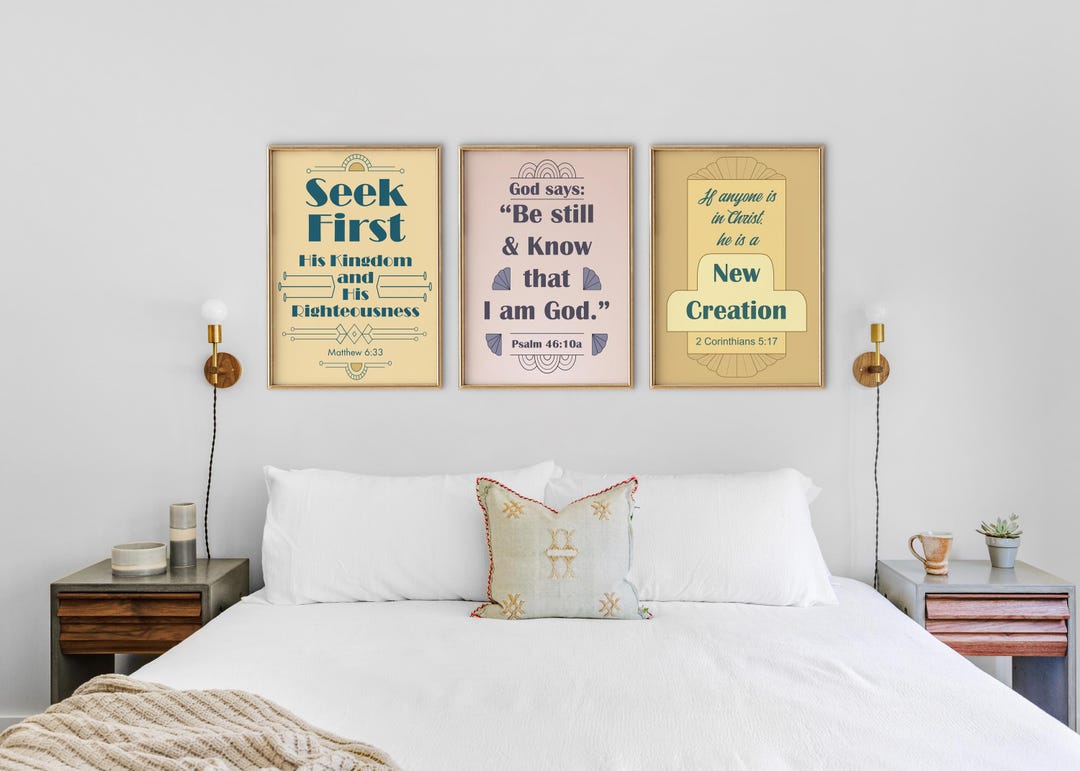 Bible Verse Art Print Set | Art Deco Christian Wall Decor (digital ...