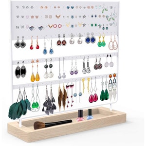126 Pair Hanging Earring Holder Jewelry Organizer, Oak, Wood
