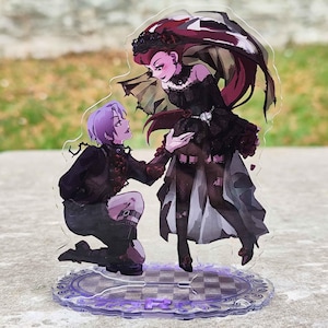 Figura acrílica de Jessie y James del Equipo Rocket | Atuendos a juego de la Identidad Luminaria de la Noche Eterna | Impresiones A4 disponibles