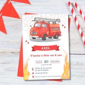 Printable Firefighter Birthday Invitation – Personalized PDF – Firefighter Theme Kids Party