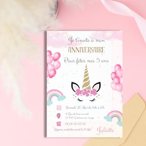 Invito di compleanno unicorno - PDF da scaricare - Modificabile e personalizzabile