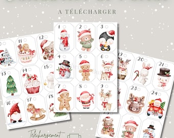 Etichette stampabili per il calendario dell'Avvento | Etichette regalo di Natale | Buone per... | Etichette per sacchetti di Natale | PDF di Natale per bambini