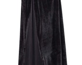 Unisex Full Length Hooded Robe Cloak Long Velvet Cape Cosplay Costume 59 inch Large Black Halloween Party Dress Costume Party Fancy Dress
