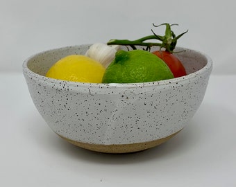 6.5" Speckled White Ceramic Serving Bowl