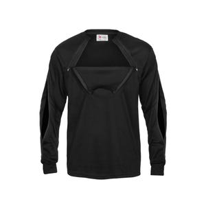 Men&#39;s Dialysis Shirt with BOTH Arm and Chest Access in ONE Shirt - ComfyHemo®DIALYSIS - Long Sleeve Black