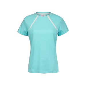 Women&#39;s Chest Port Access Infusion Shirt - ComfyChemo® - Short Sleeve Sky Blue