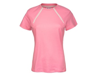 Women's Chest Port Access Infusion Shirt - ComfyChemo® - Short Sleeve Pink