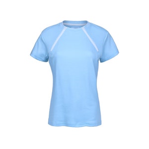 Women&#39;s Chest Port Access Infusion Shirt - ComfyChemo® - Short Sleeve Periwinkle Blue