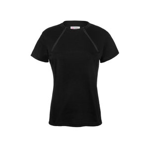 Women&#39;s Chest Port Access Infusion Shirt - ComfyChemo® - Short Sleeve Black