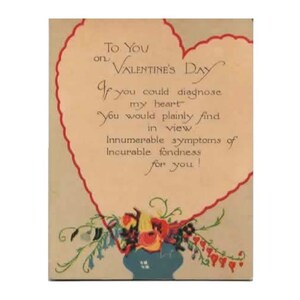 Carte postale ancienne de la Saint-Valentin (déjà utilisée)