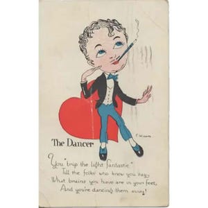 Carte postale ancienne de la Saint-Valentin (déjà utilisée)