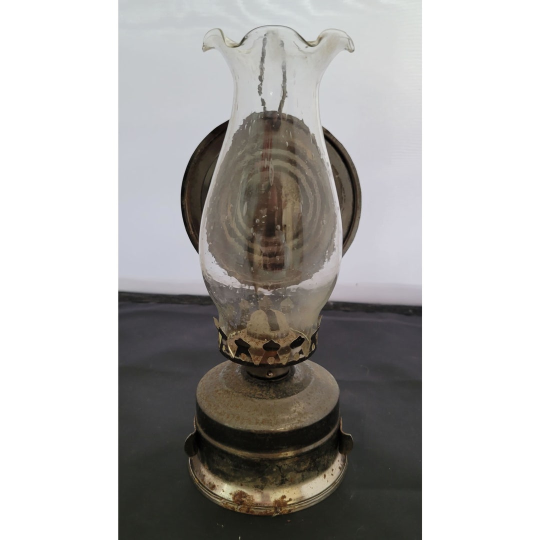 Vintage Wallmounted Oil Lamp With Reflector Etsy