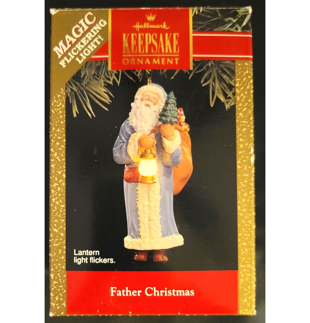 Hallmark father Christmas With Lantern Lighted Ornament Light Flickers
